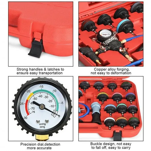 28 pcs Pressure Tester Vacuum-Type Cooling System Refill Kit-Red