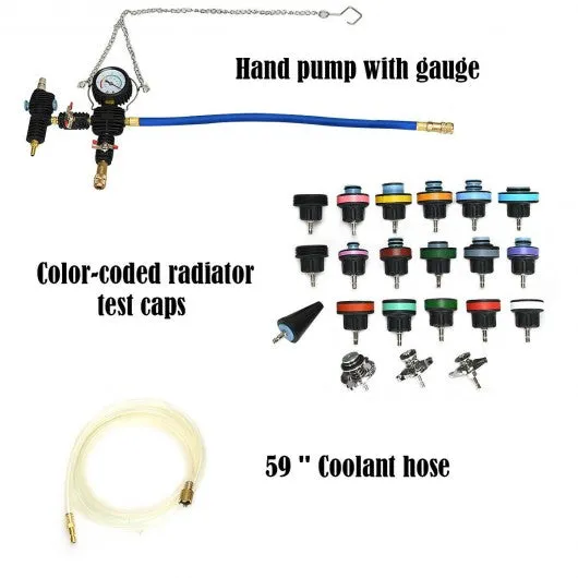 28 pcs Pressure Tester Vacuum-Type Cooling System Refill Kit-Red