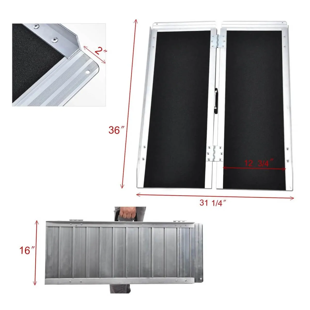 3-5 FT Non Skid Aluminum Portable Wheelchair Ramp