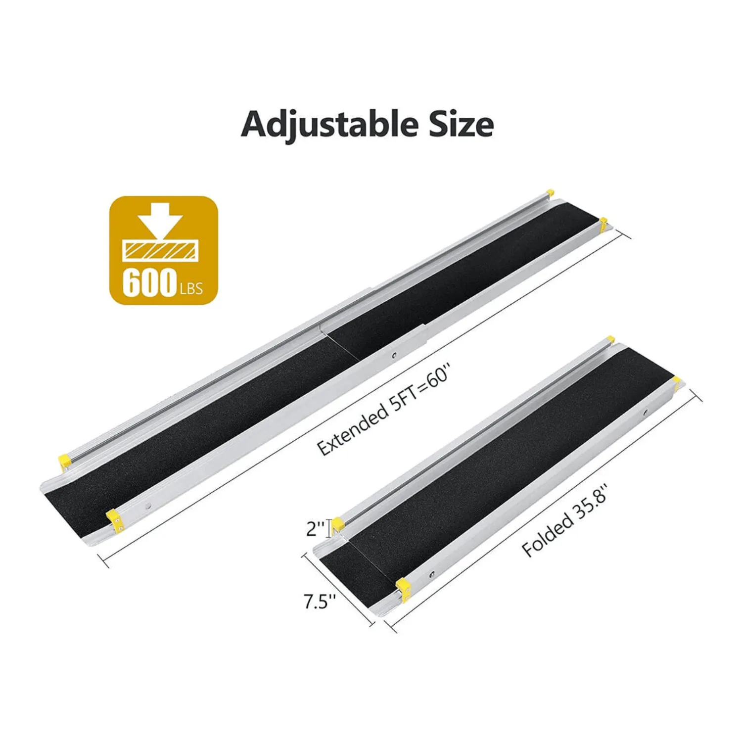 3-5 FT Non Skid Aluminum Portable Wheelchair Ramp