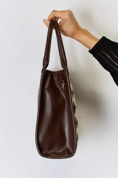Argyle And Vegan Leather Brown Shoulder Bag