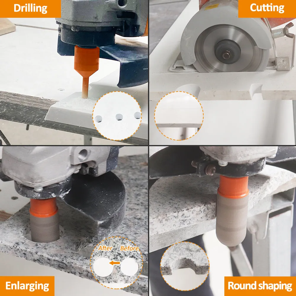 BGTEC Diamond Drill Bit 8pcs/set 20/35/50/65/100mm Core Bit 4.5"Saw Blade 25mm Finger Adapter Granite Marble Ceramic 5/8-11