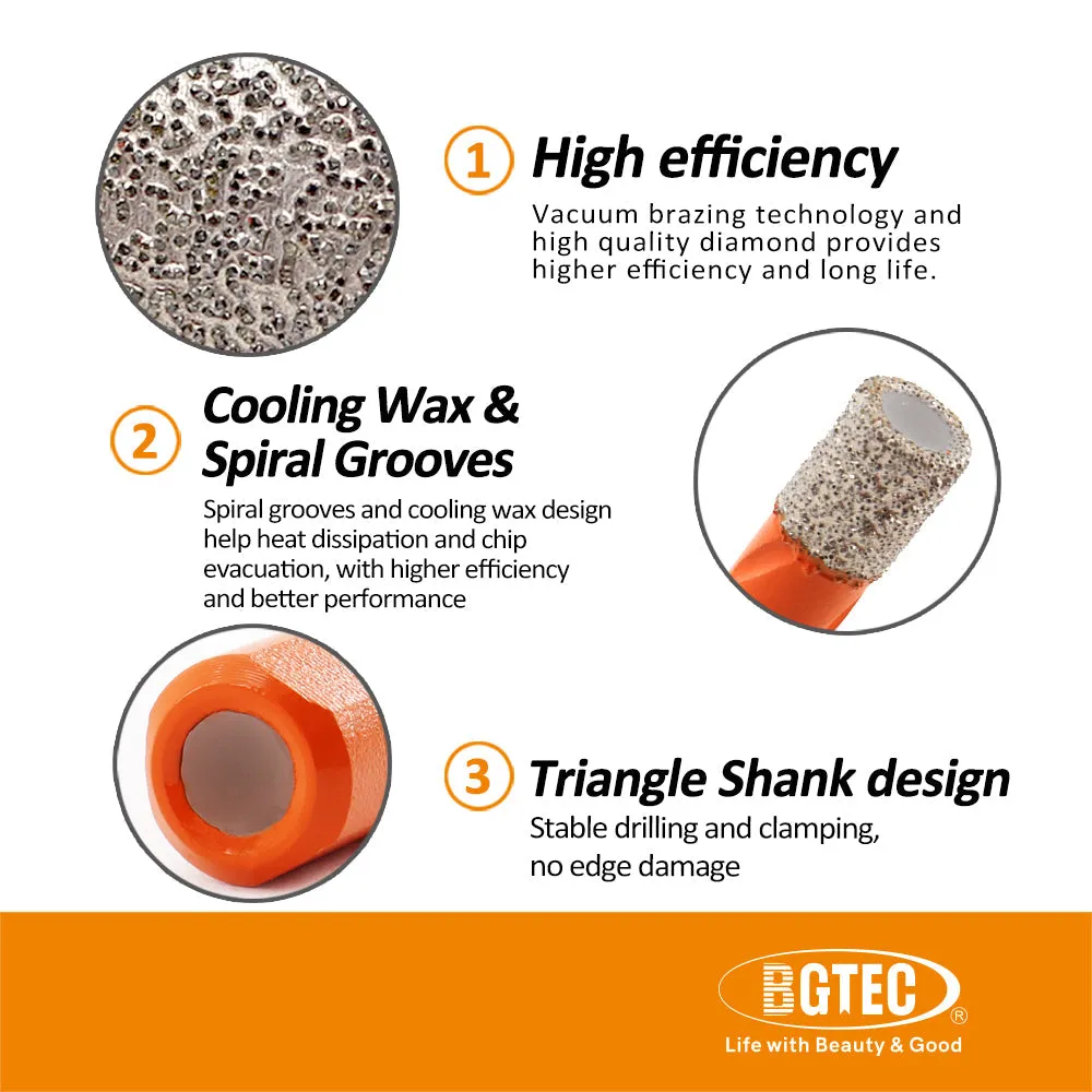 BGTEC Diamond Drill Core Bits Set Triangle Shank for Ceramic Tile Marble 11pcs/Box