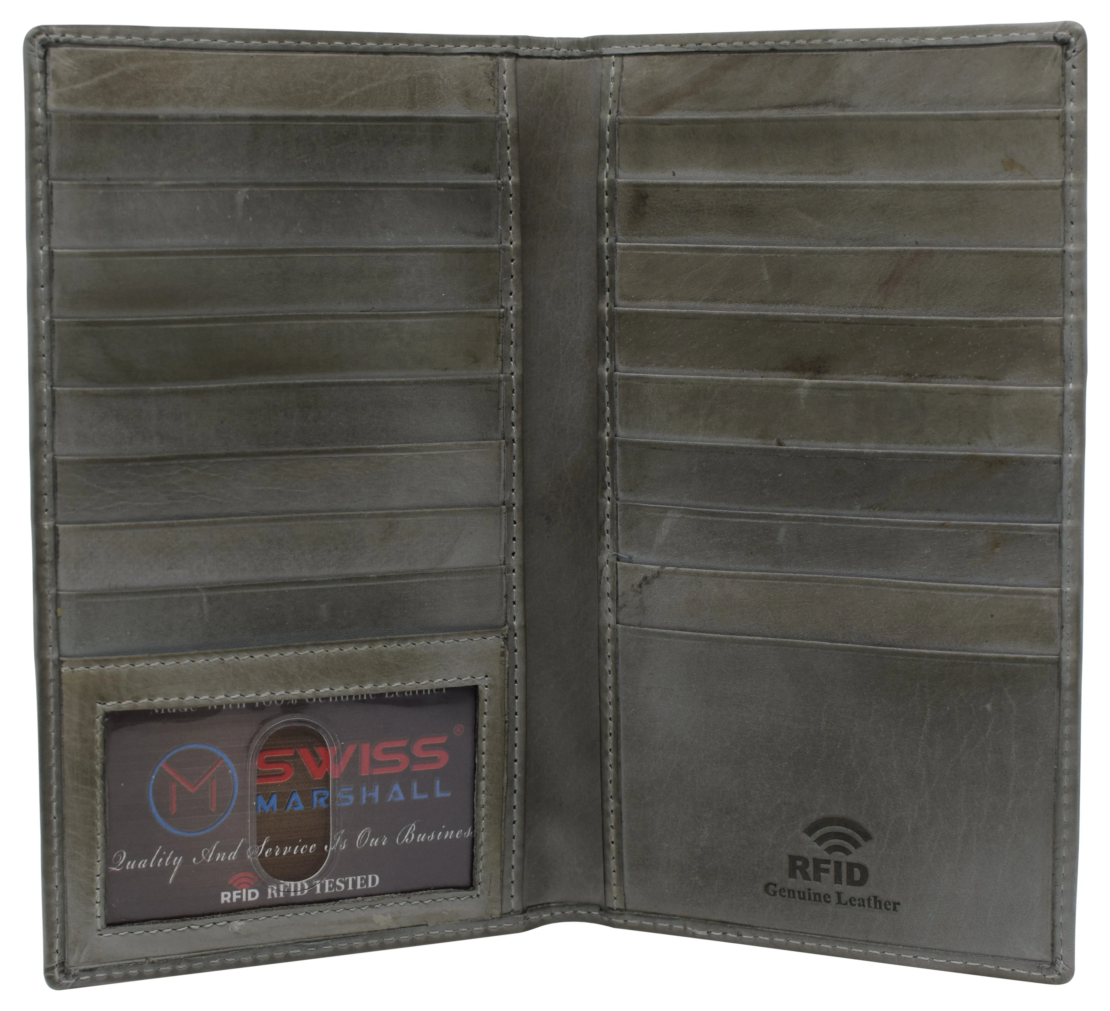 Bifold RFID Blocking Premium Leather Credit Card ID Holder Long Wallet