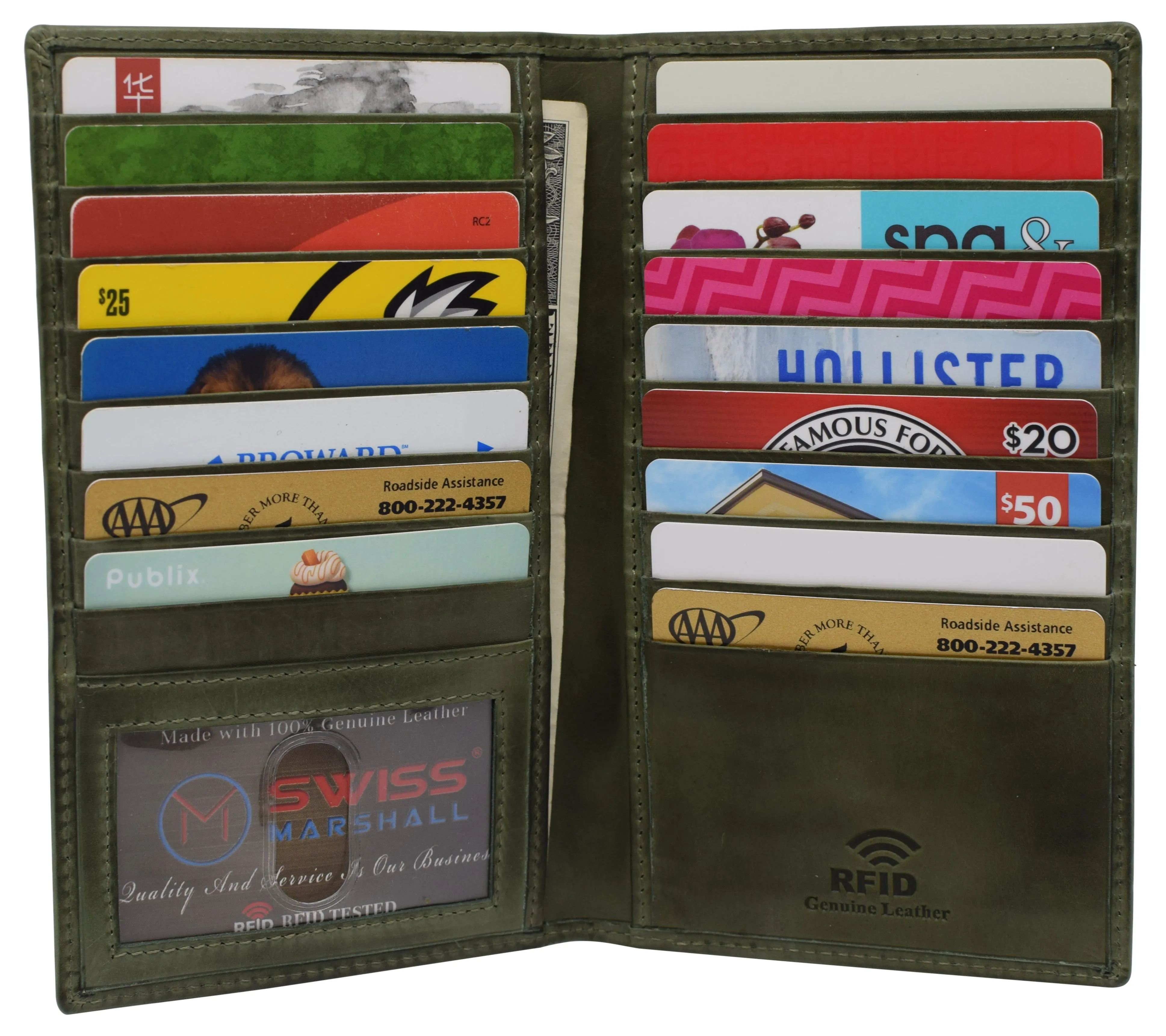 Bifold RFID Blocking Premium Leather Credit Card ID Holder Long Wallet