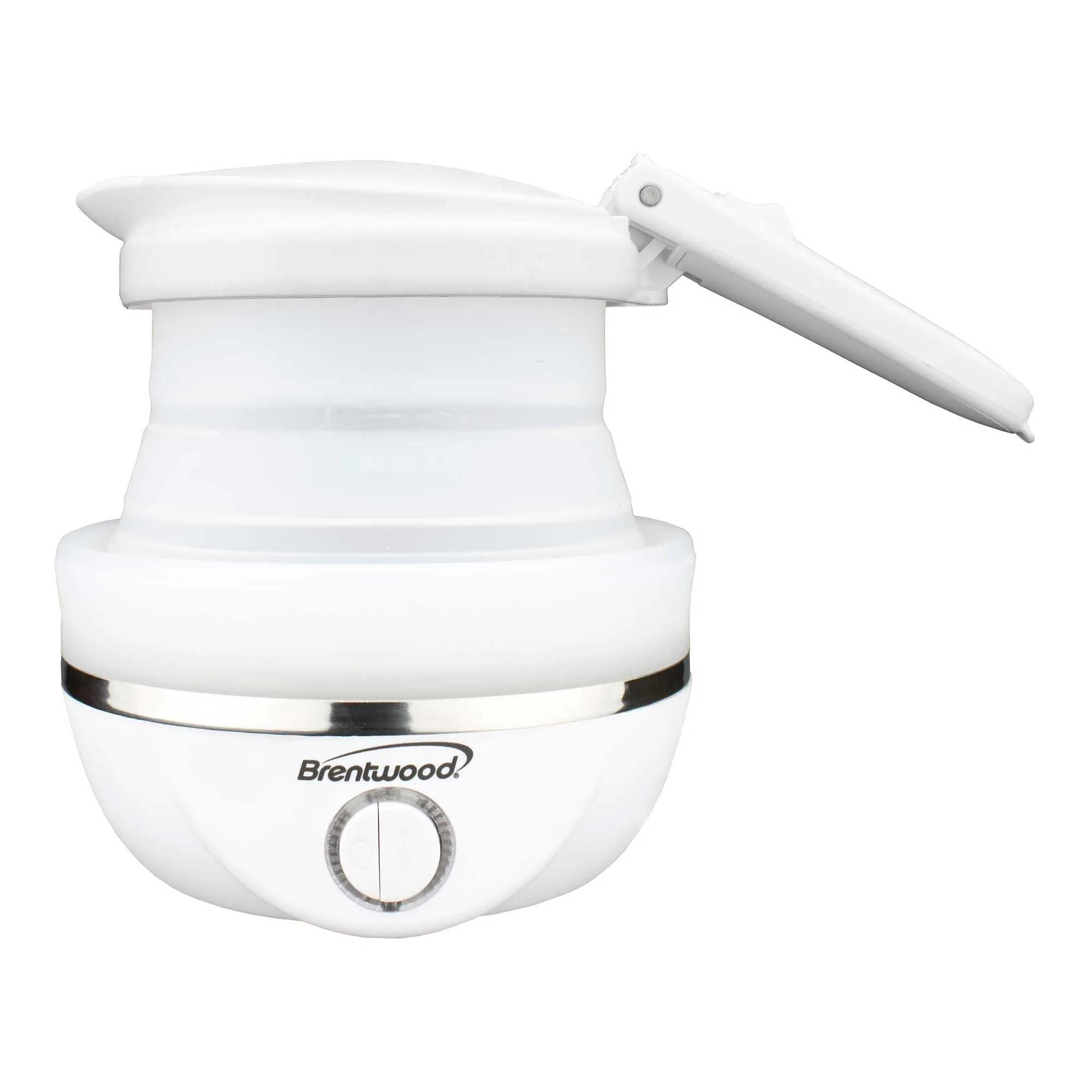 Brentwood KT-1508W Dual Voltage 120/220v 0.8L Collapsible Travel Kettle, White