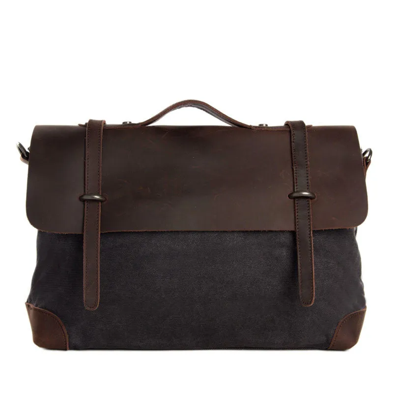 Canvas Leather Briefcase Messenger Bag Shoulder Bag Laptop Bag 6896