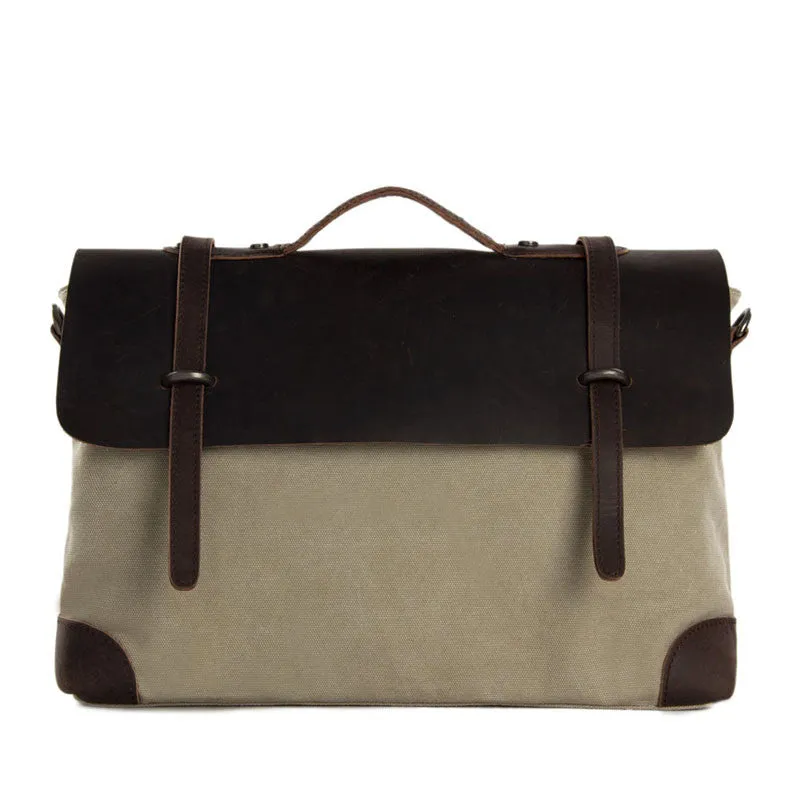 Canvas Leather Briefcase Messenger Bag Shoulder Bag Laptop Bag 6896