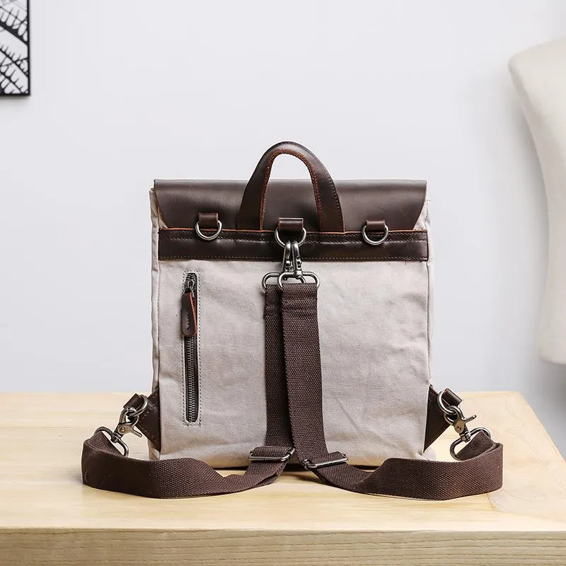 Canvas Leather Mens Womens Small 13'' School Backpack College Backpack for Men
