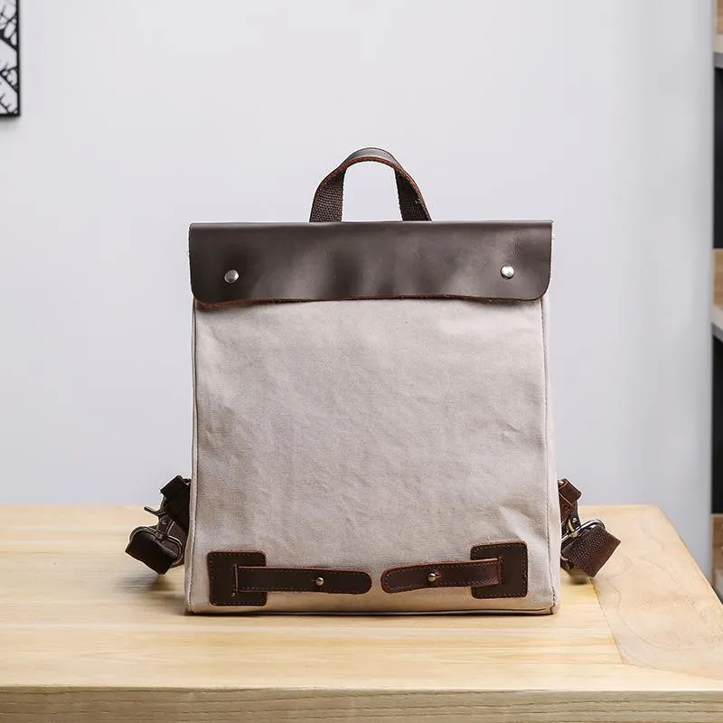 Canvas Leather Mens Womens Small 13'' School Backpack College Backpack for Men