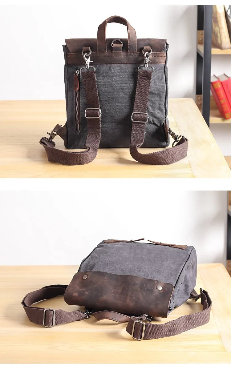 Canvas Leather Mens Womens Small 13'' School Backpack College Backpack for Men