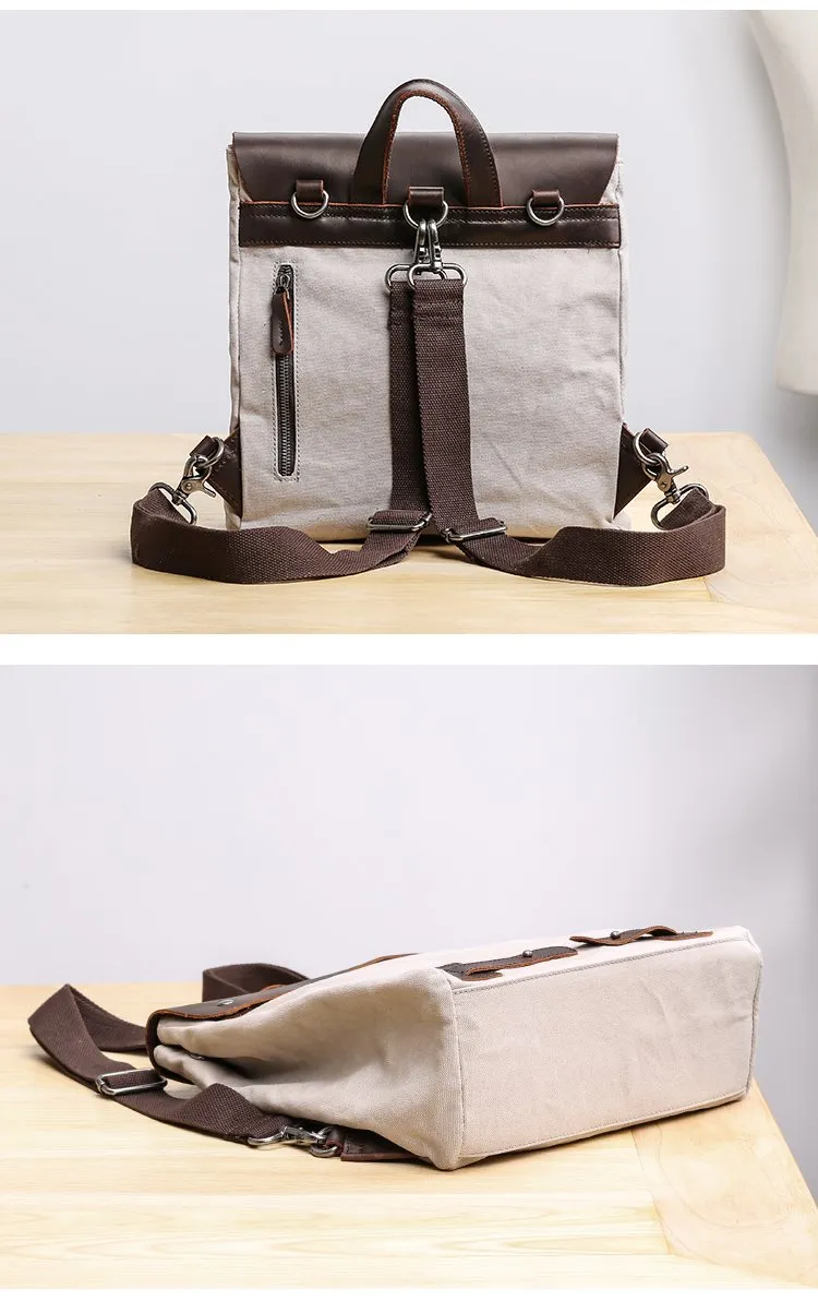 Canvas Leather Mens Womens Small 13'' School Backpack College Backpack for Men