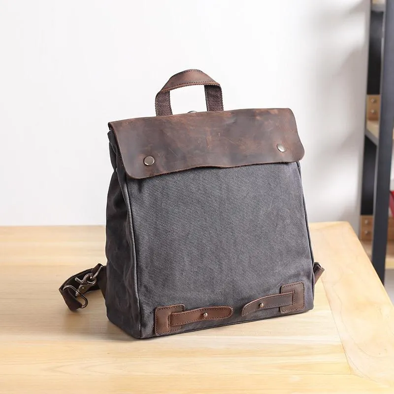 Canvas Leather Mens Womens Small 13'' School Backpack College Backpack for Men