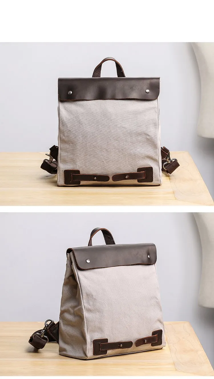 Canvas Leather Mens Womens Small 13'' School Backpack College Backpack for Men