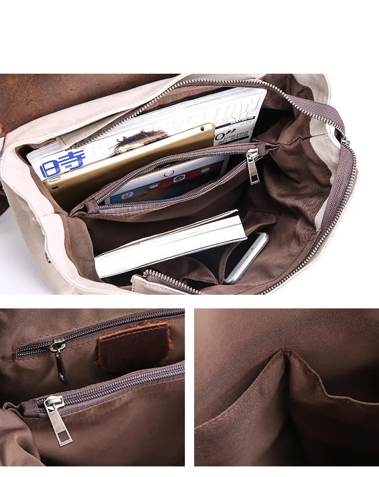 Canvas Leather Mens Womens Small 13'' School Backpack College Backpack for Men