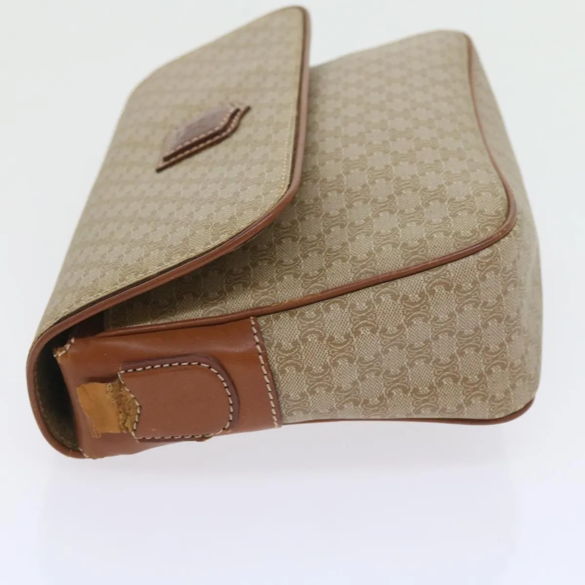 CELINE Macadam Canvas Clutch Bag 2Set Beige Brown Auth bs9341