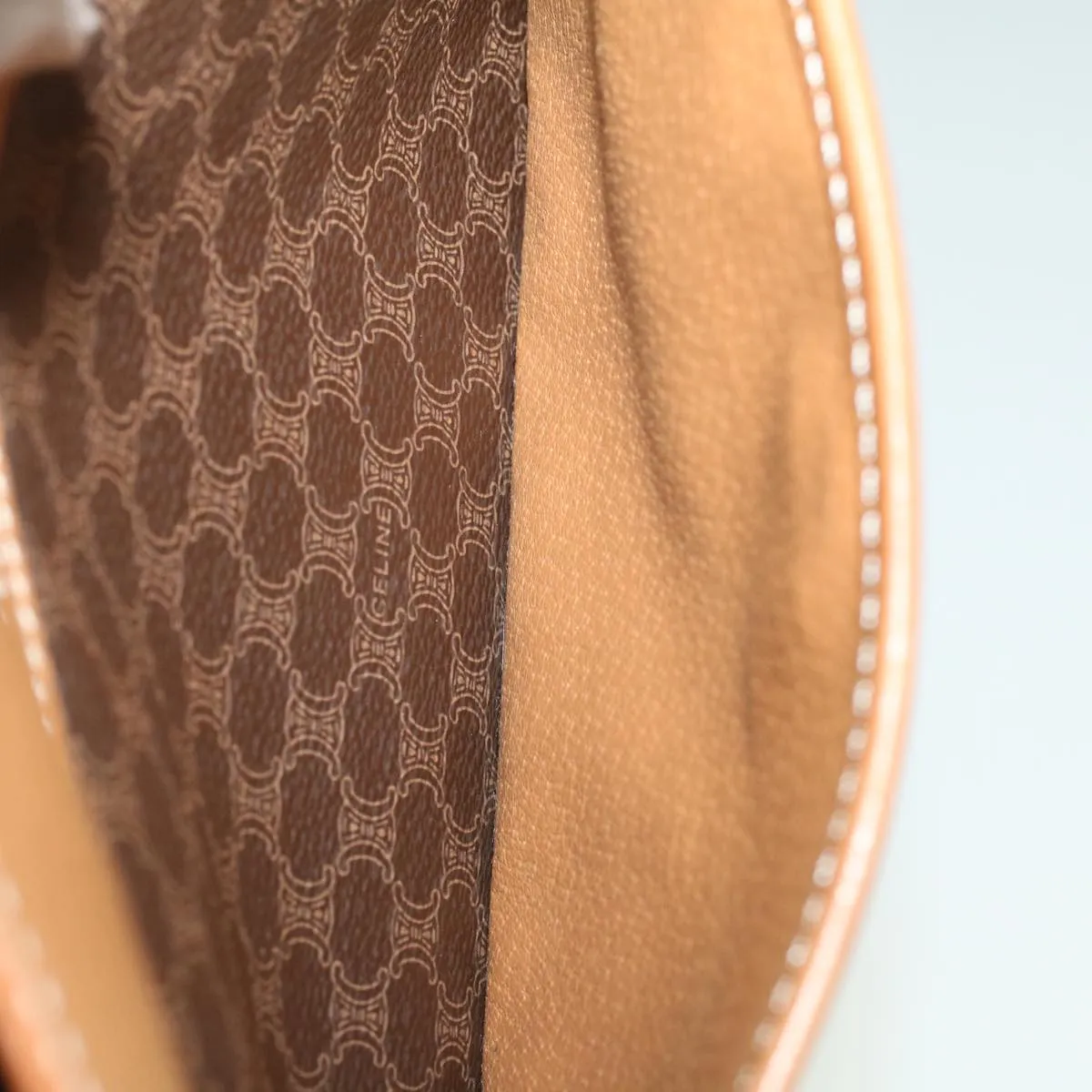 CELINE Macadam Canvas Clutch Bag PVC Leather Brown Auth ki3653