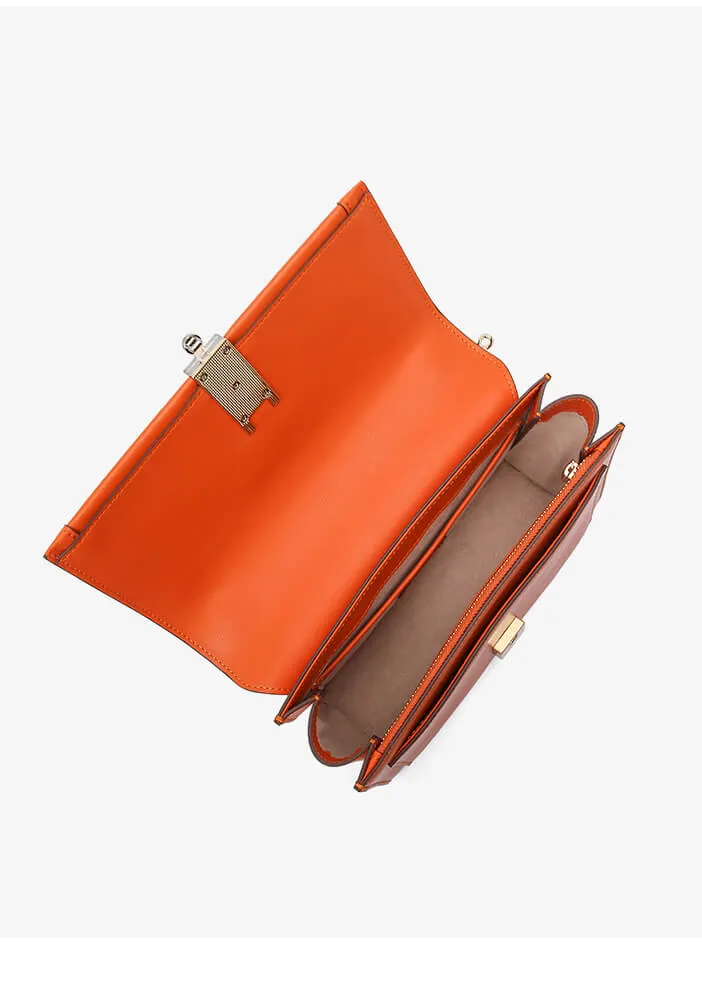 Cross Chain Leather Crossbody Bag