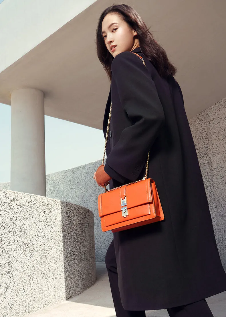Cross Chain Leather Crossbody Bag