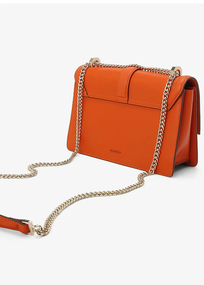 Cross Chain Leather Crossbody Bag