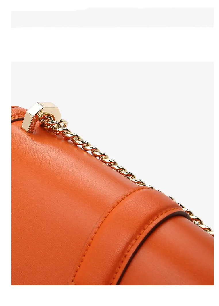 Cross Chain Leather Crossbody Bag