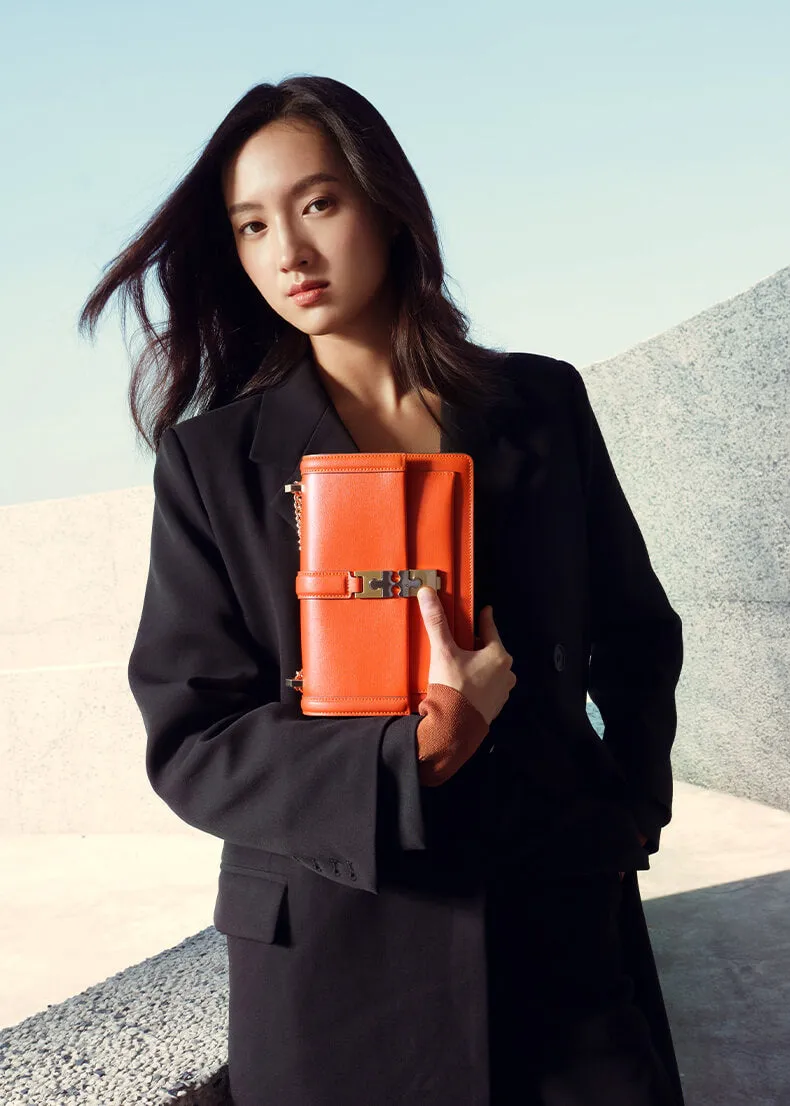 Cross Chain Leather Crossbody Bag