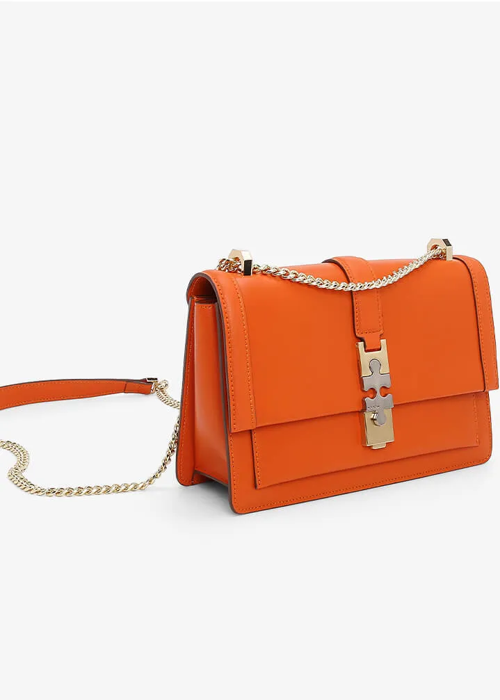 Cross Chain Leather Crossbody Bag