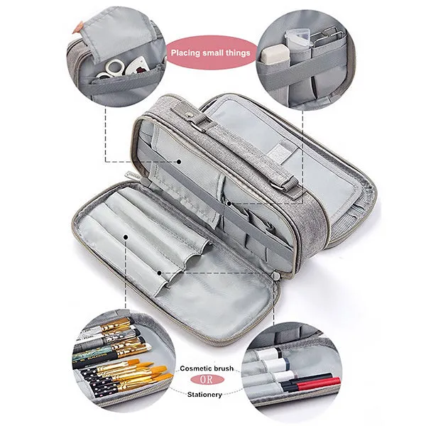 Extra-Large Multilayer Canvas Pencil Case Pouch