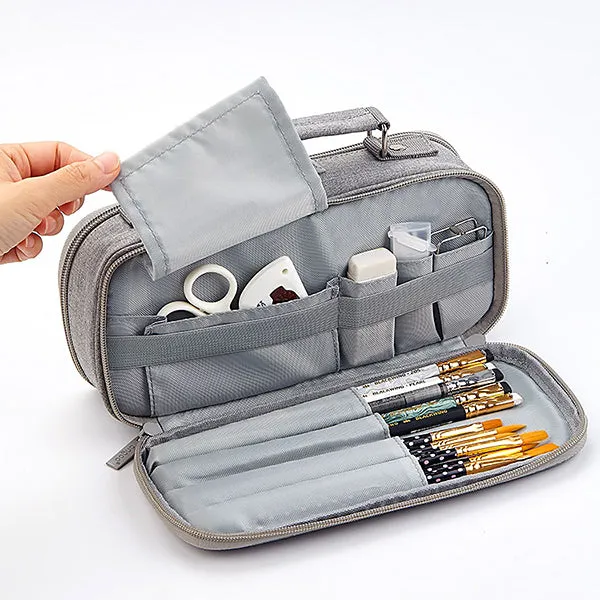 Extra-Large Multilayer Canvas Pencil Case Pouch