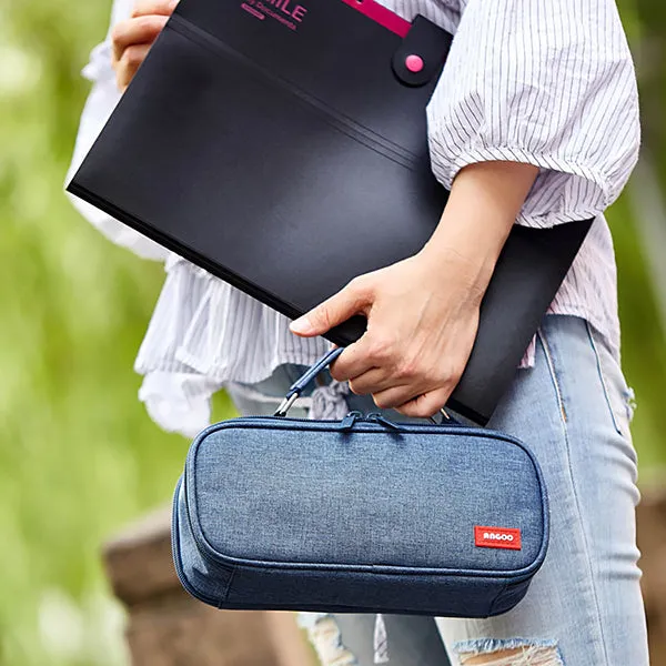 Extra-Large Multilayer Canvas Pencil Case Pouch