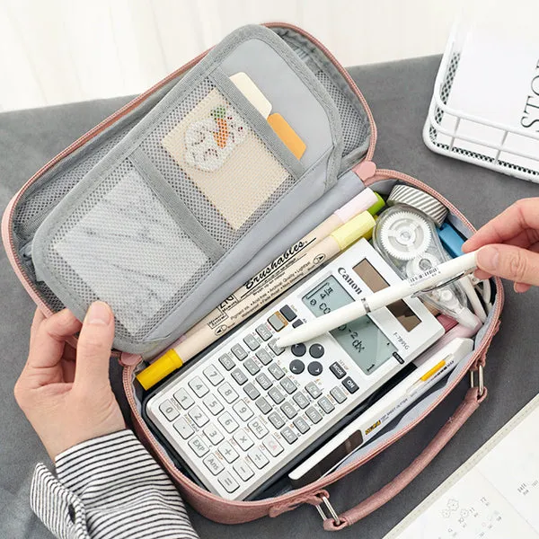 Extra-Large Multilayer Canvas Pencil Case Pouch