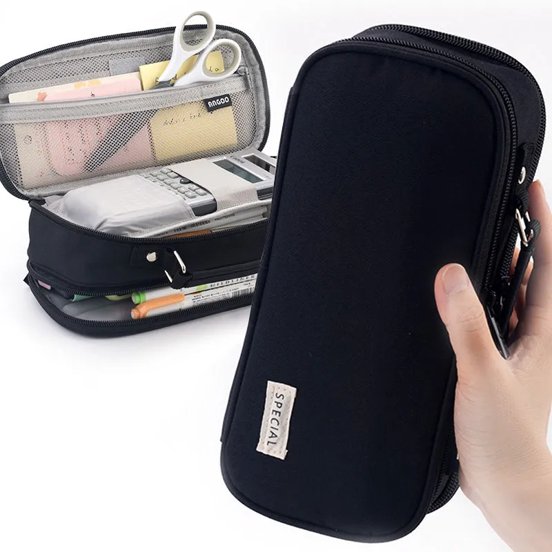 Extra-Large Multilayer Canvas Pencil Case Pouch
