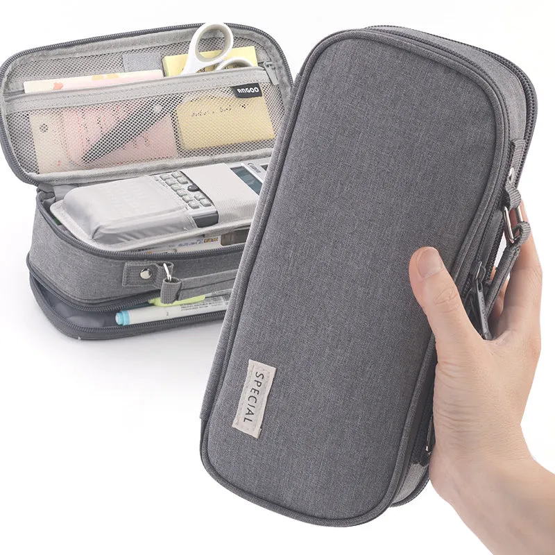 Extra-Large Multilayer Canvas Pencil Case Pouch