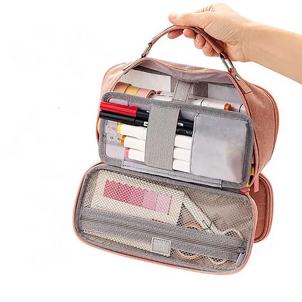 Extra-Large Multilayer Canvas Pencil Case Pouch