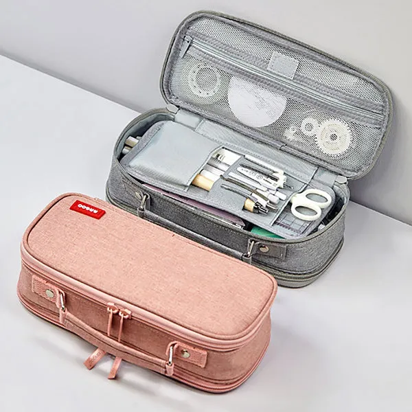 Extra-Large Multilayer Canvas Pencil Case Pouch