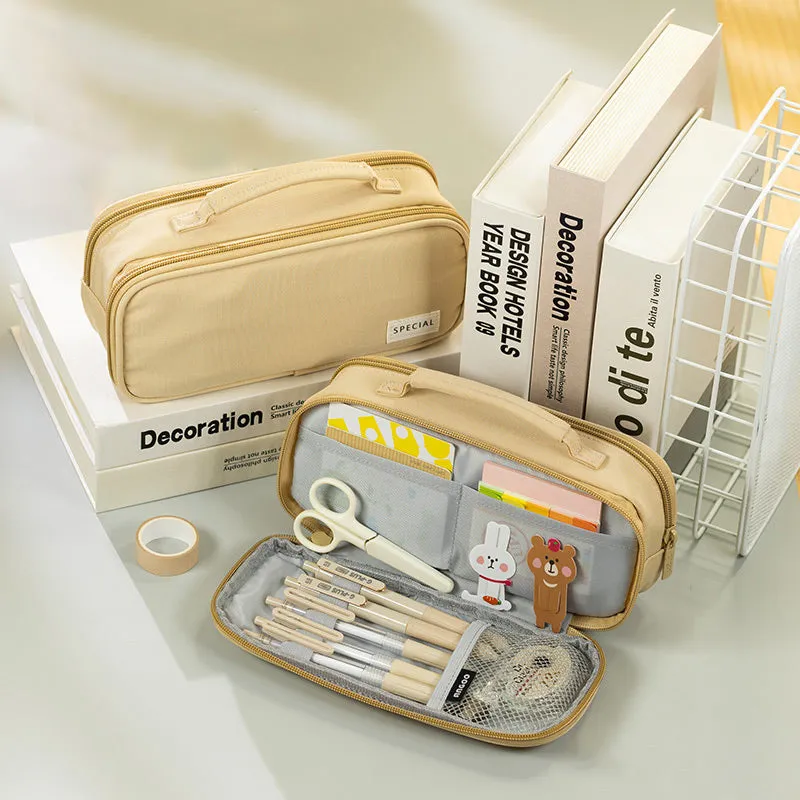 Extra-Large Multilayer Canvas Pencil Case Pouch