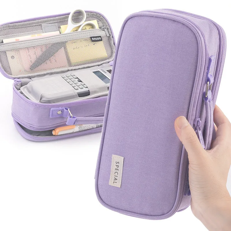 Extra-Large Multilayer Canvas Pencil Case Pouch