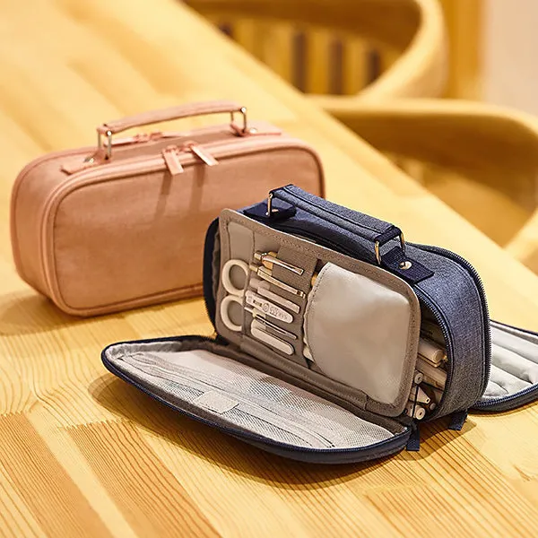 Extra-Large Multilayer Canvas Pencil Case Pouch