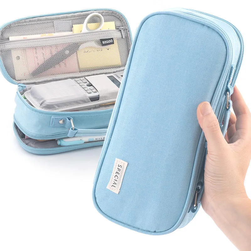 Extra-Large Multilayer Canvas Pencil Case Pouch