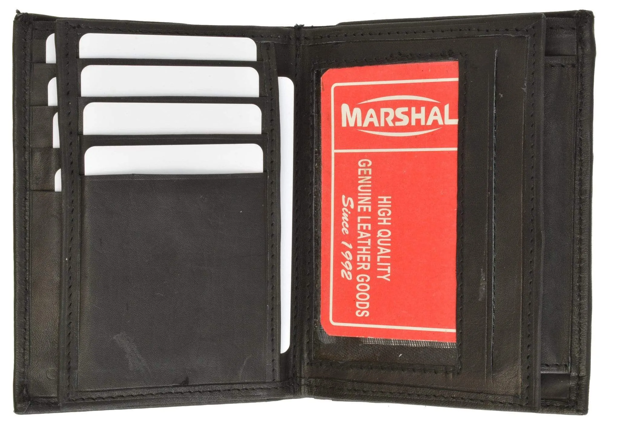 Genuine Leather European Hispter Bifold Wallet with 2 center Flaps and Coin Purse for Men 618 CF