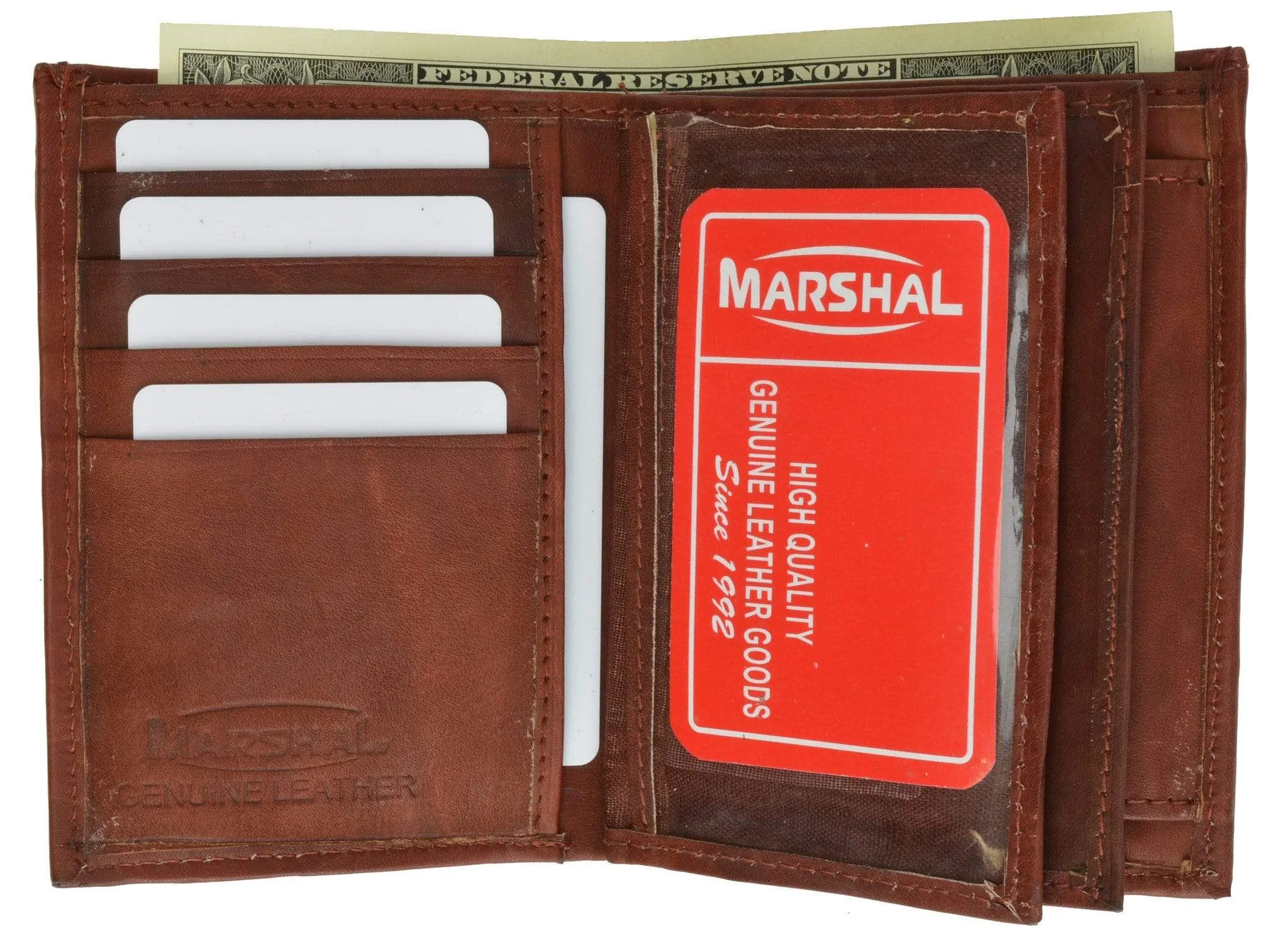 Genuine Leather European Hispter Bifold Wallet with 2 center Flaps and Coin Purse for Men 618 CF