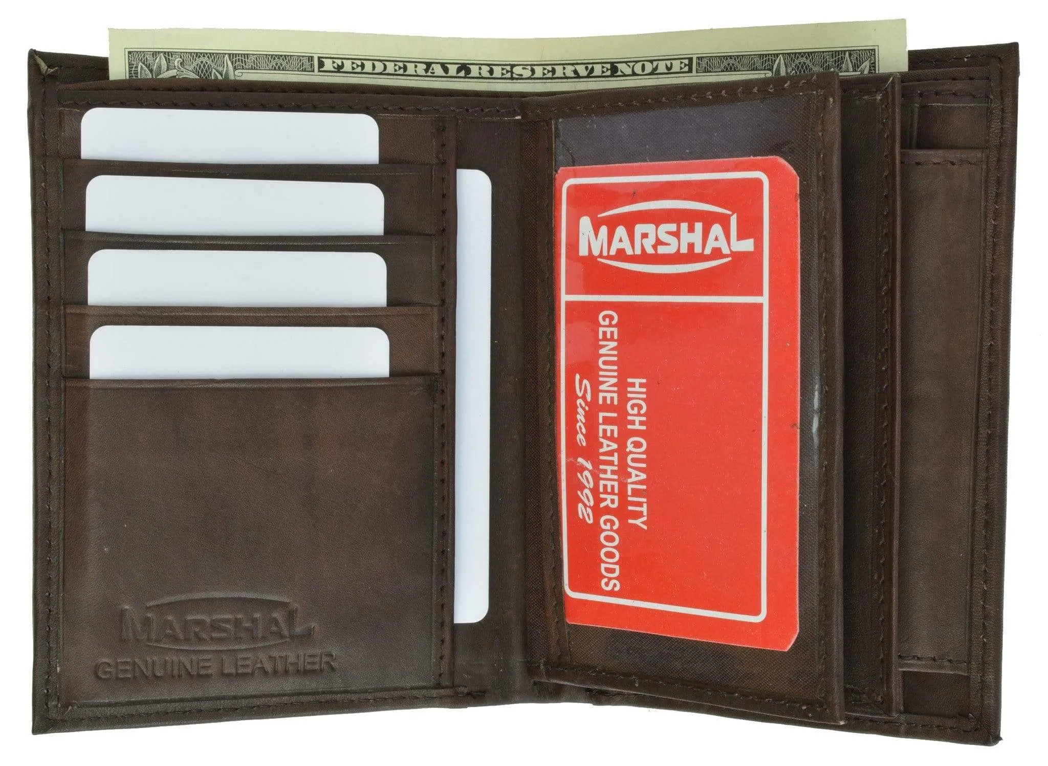 Genuine Leather European Hispter Bifold Wallet with 2 center Flaps and Coin Purse for Men 618 CF