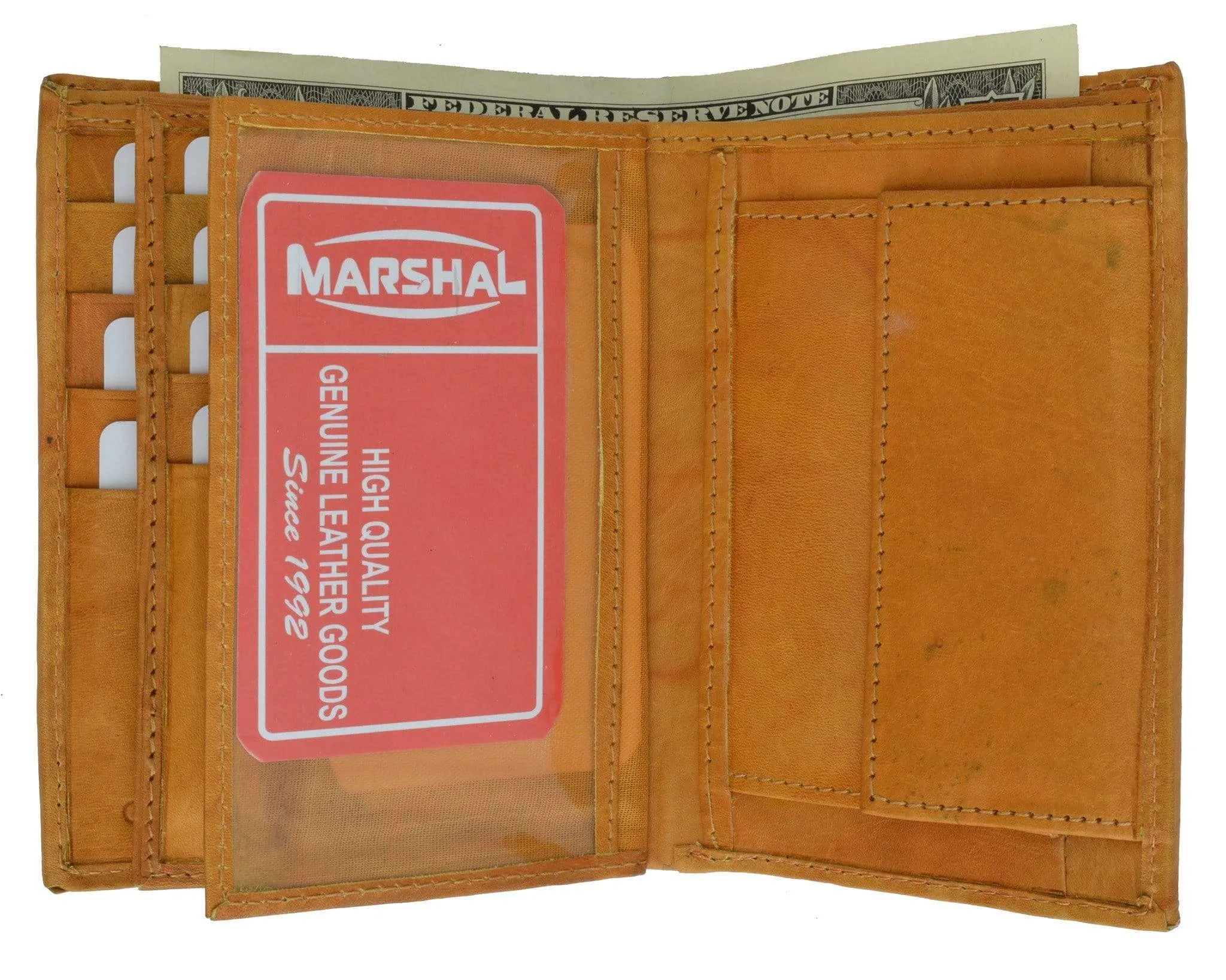 Genuine Leather European Hispter Bifold Wallet with 2 center Flaps and Coin Purse for Men 618 CF