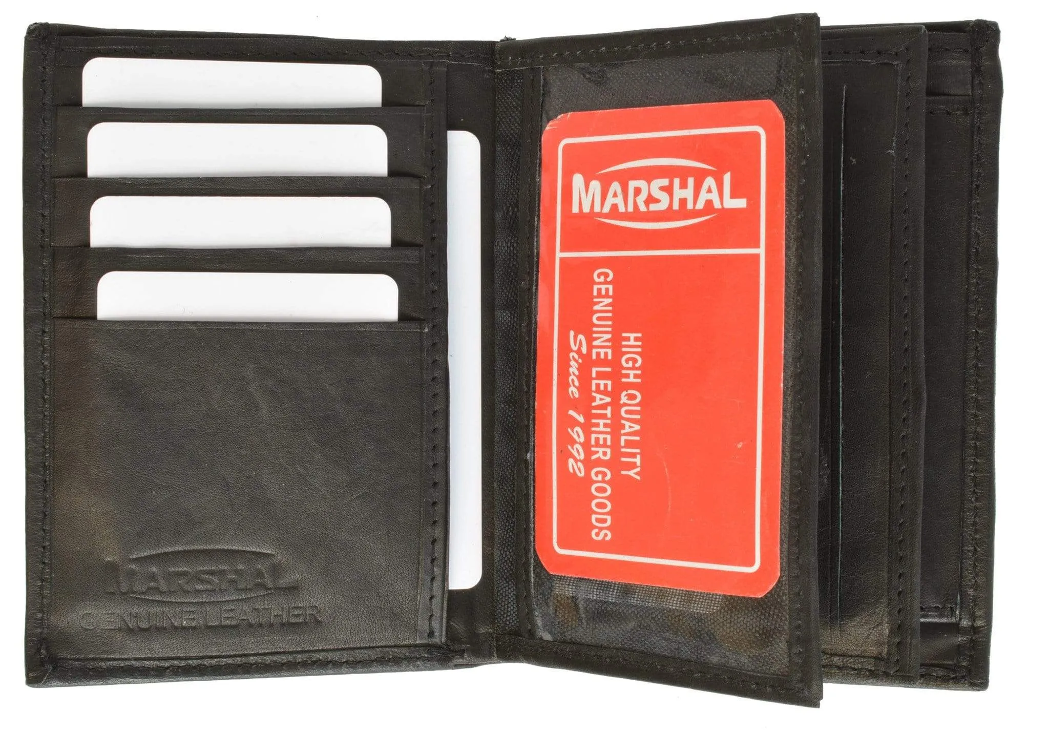 Genuine Leather European Hispter Bifold Wallet with 2 center Flaps and Coin Purse for Men 618 CF