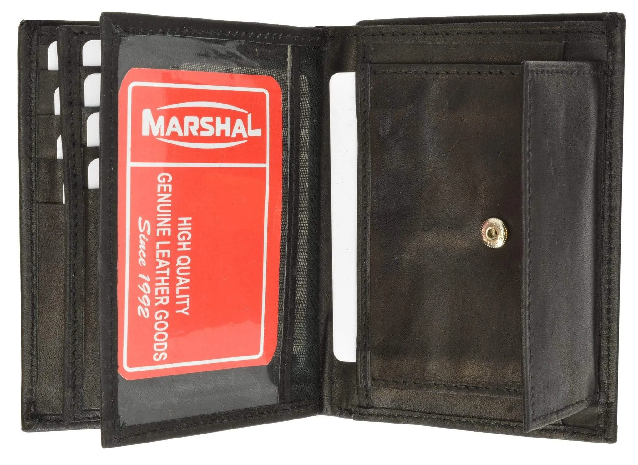 Genuine Leather European Hispter Bifold Wallet with 2 center Flaps and Coin Purse for Men 618 CF
