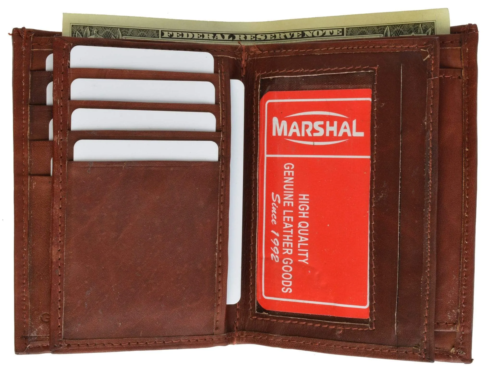 Genuine Leather European Hispter Bifold Wallet with 2 center Flaps and Coin Purse for Men 618 CF