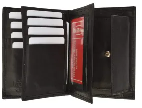 Genuine Leather European Hispter Bifold Wallet with 2 center Flaps and Coin Purse for Men 618 CF