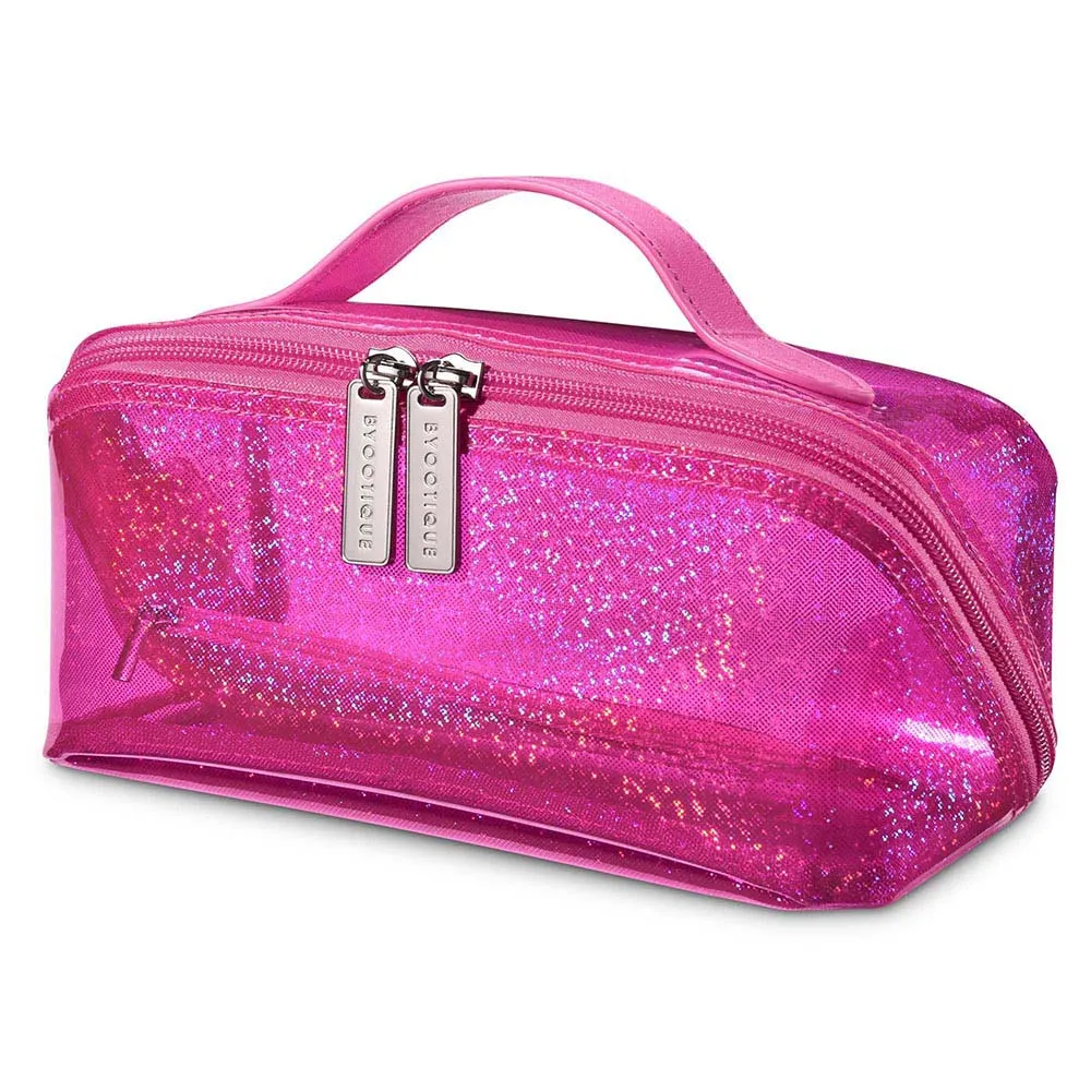 Glitter Lay Flat Cosmetic Bag with Compartments