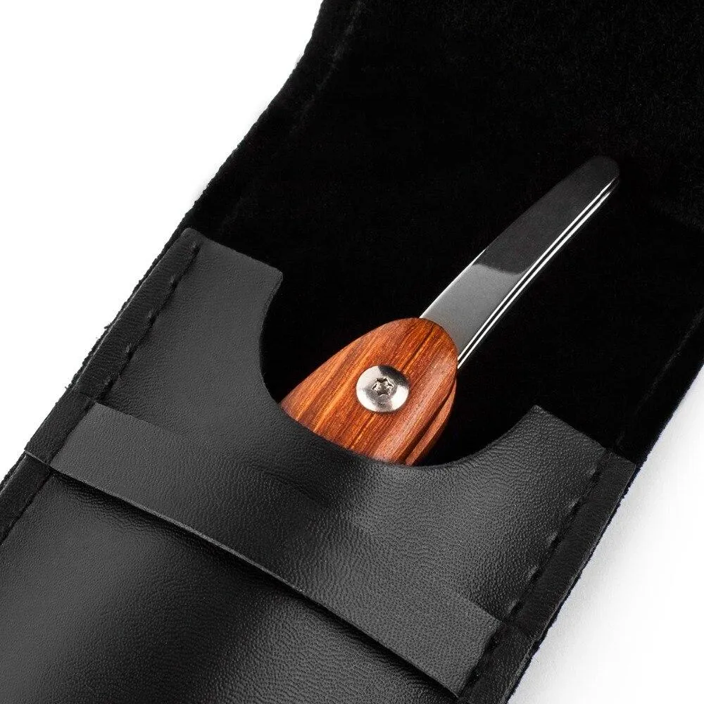 Manetto Shavette Straight Razor With Wooden Handle