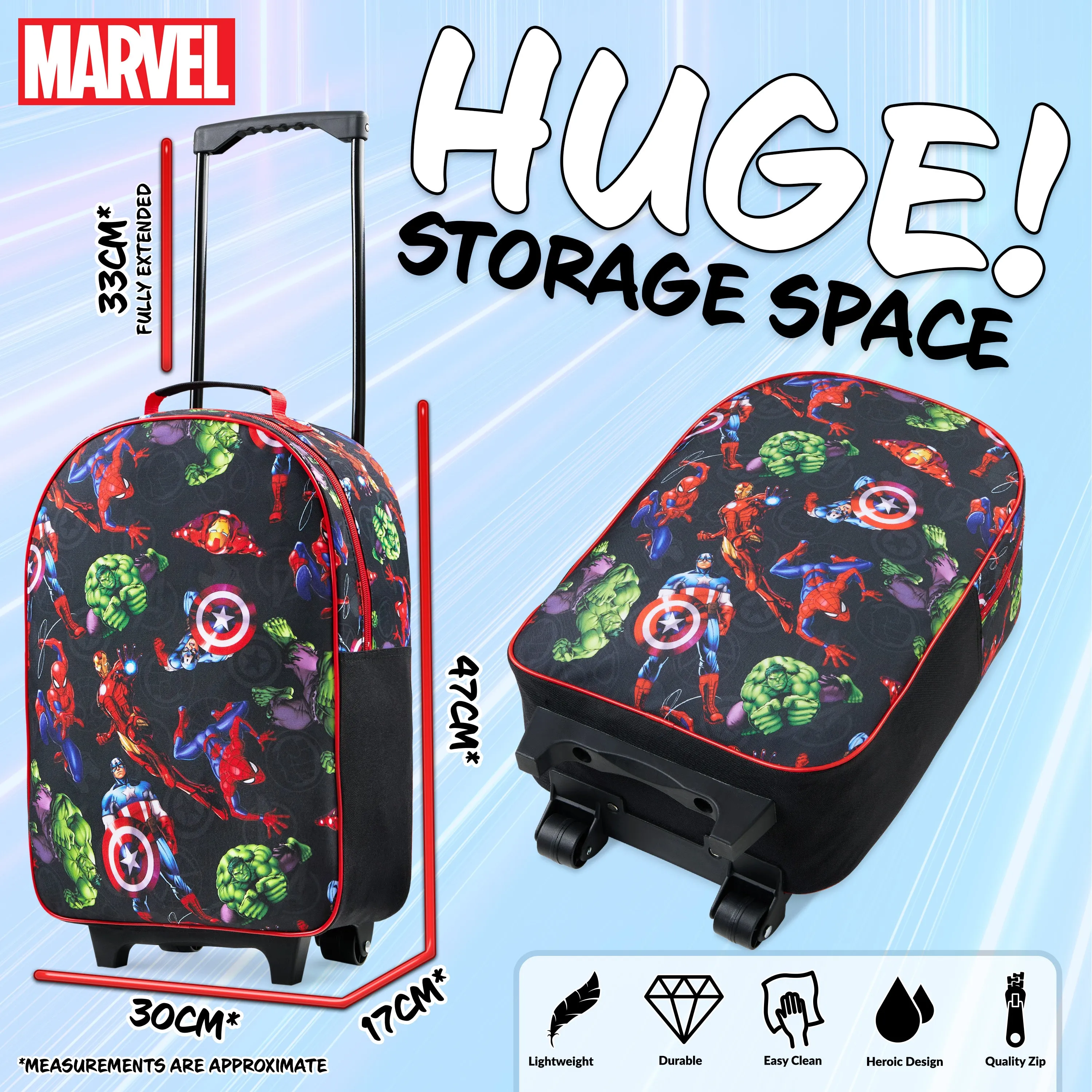 Marvel Suitcase for Boys Carry On Avengers Travel Bag with Wheels